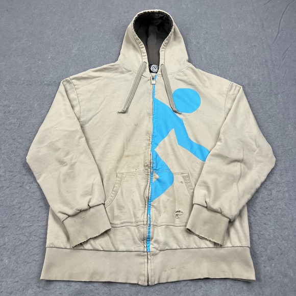 VTG Think Geek Portal Test Candidate Zip Up Hoodie 2007 Video Game THRASHED - Picture 1 of 16